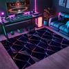 PEIHUODAN Tappeto Camera Da Letto Ragazzo Bambini, Gaming Pavimento Antiscivolo, Zone Game 3D, Stampa geometrica in stile neon, Decorative Accessori Stanza, Adatto Per Scrivania E Sedia (Colore 3,80x120cm)