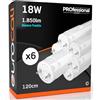 Eurocali 6 Tubi LED 120 cm 18W G13 T8 1850 lumen - Luce Bianco Freddo 6500K - Fascio Luminoso 160° - Sostituzione Neon