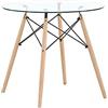 H.J WeDoo Tavolo da pranzo in vetro rotondo da cucina scandinavo, piccolo tavolo (altezza x profondità): 75 x 80 cm, in legno di faggio, tavolo da pranzo, soggiorno, 4 gambe, colore naturale,