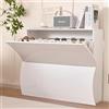 Shally Dogan Scarpiera Ondulata in Legno con Finitura Lucida Bianco, Porta Scarpe Salvaspazio con Ante a Ribalta Doppia Profondità, Portascarpe Slim per Ingresso, Cameretta, Soggiorno (2 Ante)
