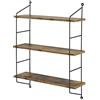 [en.casa] Scaffale da Parete a 3 Ripiani Scaffale da Muro Libreria Pensile con Ripiani Regolabili in Altezza 48 x 15 x 63.5 cm - Effetto Legno Scuro/Nero