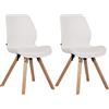 CLP Set di 2 sedie Luna - Scocca in 4 Varianti - Seduta Imbottita in plastica, Tessuto, Velluto ed Ecopelle, Colore:Bianco, Materiale:Ecopelle