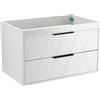 UEV Mobile Sottolavabo per Bagno, 75CM Mobile Bagno Sottolavabo, Mobiletto Bagno Sospeso con 2 Cassetti, Lavandino da Bagno non Incluso, Bianca