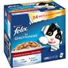 Felix Purina Felix le Ghiottonerie Umido Gatto con Manzo, con Pollo, con Coniglio e con Agnello, 24 buste da 100 g Ciascuna, Confezione da 24 x 100 g