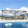 PURPLE LEAF Pergola Bioclimatica 6,35 x 3,5 m Pergolato da Giardino Lame Orientabili Gazebo Pergola Alluminio Pali Bianchiper Patio Terrazza Esterno Style Contemporain, Grigio-Bianco intenso