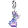 YaShuo Ciondolo a forma di tartaruga originale, in argento Sterling, charm a forma di tartaruga marina, per braccialetti Pandora (farfalla viola) (S3696)