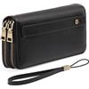 GAEKEAO Portafoglio Donna Grande, Portamonete Vegan in Pelle, Porta Tessere Blocco RFID, Portacarte di Credito, Porta Tessere, Borsellino Doppia Cerniera, Idee Regalo