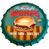 DiiliHiiri Targa di impiallacciatura tappo di bottiglia hamburger decorazione vintage americana in metallo 42 x 42 cm (Homestyle Hamburgers)