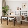 Yicensen Letto Matrimoniale 140x200 cm con Testiera e Pediera in Metallo, Rete a Doghe in Metallo Altezza 46cm, Giroletto Letto Stabile, Facile Montaggio, Silenzioso, Moderno Nero