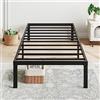 VERFARM Letto a piattaforma in metallo, telaio in metallo, 90 x 200 cm, struttura letto in metallo, moderno letto in metallo, per adulti, bambini, ragazzi, facile da montare, letto singolo nero 36 cm
