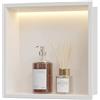 Neohomee Nicchia Doccia a Parete in Acciaio Inox con Luce LED, Nicchia Doccia Incorporata Bianca con Ripiano Singolo per Bagno, 30 x 30 cm
