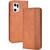 GOGME Leather Folio Cover per Oppo Find X5 PRO Cover, PU + TPU Leather Wallet Case, Premium Filp Cover Custodia in Pelle Portafoglio con Funzione Stand, Marrone