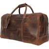 Rustic Town Borsone da Viaggio Pelle - Uomo Palestra Valigia Campeggio Borsa Tracolla - Borsa Viaggio Overnight Borsa da Cabina Weekend (Marrone scuro)
