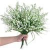 MHYMX Mazzo di fiori artificiali, 12 mazzi di fiori artificiali per esterni, fiori bianchi come veri e propri esterni, resistenti alle intemperie, mughetto, decorazione per appendere vasi da giardino