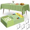 YSOOUA Tovaglia Usa e Getta 10 pezzi Tovaglie Verde 137 x 274 cm Tovaglia Antimacchia con Fermatovaglia per Tavolo da Buffet, Feste, Cena, Matrimonio, Anniversario e Altro