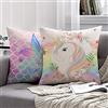 MUSOLEI Federa per cuscino a forma di unicorno, 45 x 45 cm, per bambina, con 2 federe in velluto con cerniera, lavabile, per letto, soggiorno, sedia, auto, regalo per festa di compleanno
