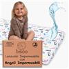 Bisoo Il Lenzuolino Magico 35x75 - Lenzuola Carrozzina Neonato con Angoli e Completamente Impermeabile 2in1: Lenzuolo in Cotone Jersey + Coprimaterasso, Traspirante, OekoTex (75x35 Lettere)