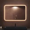 doporro Specchio Bagno LED 100x80 cm Rettangolare Retroilluminato con Interruttore Tattile Dimmerabile 3 Colori Antifog in Vetro Temperato HD, Installazione Orizzontale o Verticale