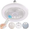 RuiDay Silenzioso 3 Velocità Ventilatore da Soffitto con Luce, E27 Lampadina Ventilatore con Telecomando e Timer, LED Dimmerabile Luce con Ventilatore, per Soggiorno Ufficio Camera (Bianco-C)