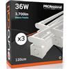 Eurocali Tubo LED 120cm 18W 1850 lumen Luce Fredda 6500K - Pacco con 6 tubi e 3 Plafoniere Portatubo da Interno