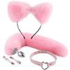 QGINESE Dildo Doppio Per Coppia Uomo E Donna Liscio Plug Anale Con Coda Da 455mm Con Elastici Per Capelli, Morsetti Per Capezzoli, Collari Sesso Estremo Sex Toys Per Coppie,Rosa,128.3g