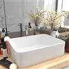 HIGSOSE 41x30x12 cm in Lavandino Luxury Ceramica Bianco Opaco Lavabo da Esterno Lavatoio Ceramica Lavandino da Appoggio Arredo Bagno Lavabo Appoggio Lavatoio da Esterno Lavabo da Appoggio