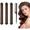 Gudemoore 3 Pezzi Heatless Hair Curler e 1 Pettine a Coda, Gomma Fascia Bigodino Capelli Morbidi con Gancio, DIY Heatless Curls per Dormire, Heatless Curler per Tutti i Tipi di Capelli