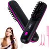 HIULLEN Spazzola Lisciante per Capelli, Piastra Capelli Senza Fili, Spazzola Lisciante Ricaricabile Piastra Portatile Mini Capelli da Viaggio con Display LCD 160°C-200°C Riscaldamento Rapido