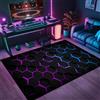 PEIHUODAN Tappeto Camera Da Letto Ragazzo Bambini, Gaming Pavimento Antiscivolo, Zone Game 3D, Stampa geometrica in stile neon, Decorative Accessori Stanza, Adatto Per Scrivania E Sedia (Colore 2,80x120cm)