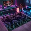 PEIHUODAN Tappeto Camera Da Letto Ragazzo Bambini, Gaming Pavimento Antiscivolo, Zone Game 3D, Stampa geometrica in stile neon, Decorative Accessori Stanza, Adatto Per Scrivania E Sedia (Colore 5,80x120cm)
