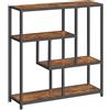 VASAGLE Libreria, Scaffale a 4 Ripiani, 30 x 100 x 103 cm, Scaffale Autoportante, per Soggiorno, Ufficio, Camera da Letto, Cucina, Marrone Vintage e Nero Inchiostro LLS134B01V1