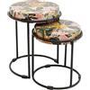 Kare Design tavolini Jungle (2/Set), multicolore, struttura di acciaio, due tavoli bassi, poggiaoggetti, stile esotico, arredamento soggiorno, camera, multiuso