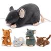MorisMos Mouse Peluche Grande XXL, 40cm Mamma con 4 Kawaii Bambino, Realistico Animali di Peluche Gigante Morbido Peluche Regalo per Bambini Compleanno Natale Deco