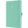 SIGEL J5409 Agenda settimanale Jolie 2025, certificazione FSC, 2 pagine = 1 settimana, copertina rigida con superficie in materiale tessile, circa A5, verde menta, 174 pagine