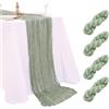 SoarDream Runner da tavola in garza verde salvia, 4 confezioni da 3 m di lunghezza, runner rustico velato per baby shower, decorazioni per torte e tavoli