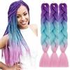 TESS 60 cm Extension per Treccine Africane Viola Scuro/Azzurro/Rosa Chiaro, Extension Capelli Treccine 1 pcs Pezzi Jumbo Treccia (100g/Pezzi) Capelli Finti per Treccine