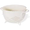 beifeier Scolapasta in Metallo con Manico, Grande Colino da 5 Litri, Cestello di Colapasta da Cucina con Base a Tre Gambe per Pasta, Frutta, Bacche e Verdure (Beige)