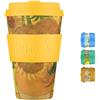Ecoffee Cup 14oz 400ml Riutilizzabile Eco-Friendly 100% a base vegetale tazza di caffè con coperchio e manica in silicone - Tazza da viaggio senza melamina, Sunflowers