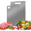JurciCat 2 Pezzi Tagliere in Titanio Per Cucina Doppio Lato Tagliere Acciaio Inox Per Carne Pane Verdura e Frutta