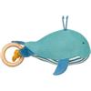 SIGIKID 39672 - Gamba lavorata a maglia con anello in legno e sonaglio, per afferrare, ascoltare e giocare per bambini dai 3 ai 12 mesi, blu, 15 x 9 x 9 cm