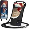 CaseLover Natale Cover per Samsung Galaxy A51 4G con Cordino, Custodia con Laccio Collana Morbida TPU Silicone Christmas Case con Motivo Babbo Natale Antiurto Protettiva Cover per Samsung A51, Nero