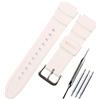 MCXGL Cinturino di ricambio in resina naturale compatibile con Casio W218H W-219H AE1200WH AE-1300WH W800H SGW-300H F-108WH, cinturino in gomma impermeabile, Fibbia argento bianco, 18mm, Cintura da