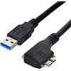 chenyang Cavo Micro USB 3.0, USB 3.0 Maschio a Micro B Maschio Cavo di Prolunga per Trasferimento Dati ad Angolo Retto di 90 Gradi con Viti per Pannello di Montaggio 0.52M