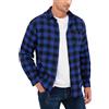 Yukiuiny Camicia Flanella a Quadri 100% Cotone per Uomo Maniche Lunghe - Blusa Casual con Chiusura a Bottoni(Blu Nero,3XL)