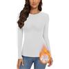 WOWENY Maglione da Donna Invernale, Elegante, a Maniche Lunghe, con Scollo Rotondo, a Coste, Slim Fit, Caldo Maglione Basic, Bianco, L