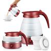 EUBSWA - Bollitore portatile da campeggio, 600 ml, pieghevole, mini bollitore elettrico in silicone per campeggio, viaggi, attività all'aperto (rosso)