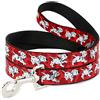 Buckle-Down Guinzaglio per animali domestici con fibbia, per corsa dei dalmati e zampe, rosso/bianco/nero, lunghezza 1,5 cm, larghezza 2,5 cm