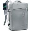 BAGROUPS Zaino da Viaggio Aereo 40X30X15 British Airways Air France 20L Bagaglio a Mano Zainetto Porta PC 15,6 Pollici Caricatore USB Borsa da Viaggio Impermeabile Casual Adatto Uomo Donna Grigio