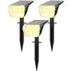 Linkind Faretti solari a 60 LED per esterni, luce bianca calda, 800 lm, durata extra lunga e scarica intelligente, 3000 K, luce solare da giardino con indicatore di carica, IP67, 3 pezzi