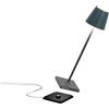 Zafferano Poldina Pro Micro Lampada da Tavolo Ricaricabile Grigio Scuro